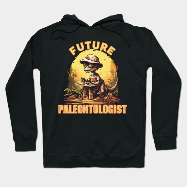 Future Paleontologist Funny Cartoon Dinosaur Design Hoodie by DanielLiamGill